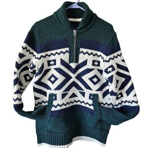 American Eagle 1/4 Zip Sweater Size M Thick Heavy Wool Blend Aztec Fair Isle